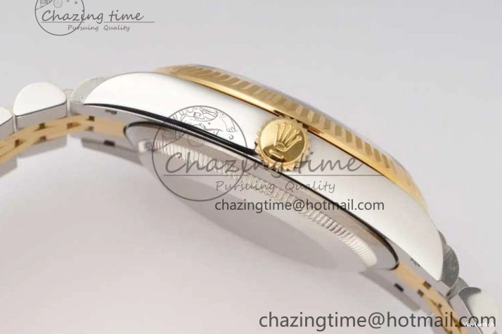 DIWF 904L SA3235 1:1 YG DateJust on Steel Bracelet Jubilee 36mm Best SS Markers Gray Dial Edition Green 0404